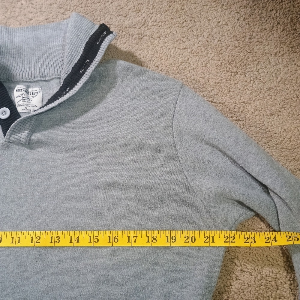 Northwest Blue Pullover Sweater Mens XL‎ Heather Gray Mock Neck Casual Classic - Picture 6 of 8